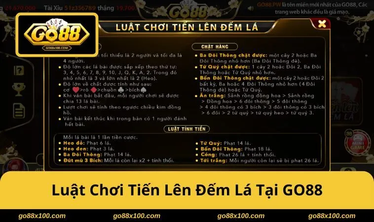 Luật chơi tiến lên đếm lá GO88