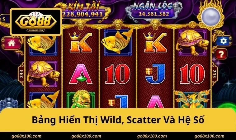 Bảng trả thưởng hiển thị Wild, Scatter và hệ số rõ ràng