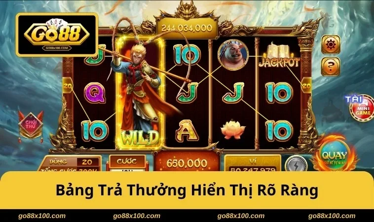Bảng trả thưởng hiển thị rõ ràng