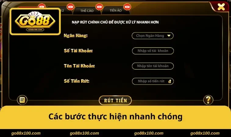 Các bước thực hiện nhanh chóng