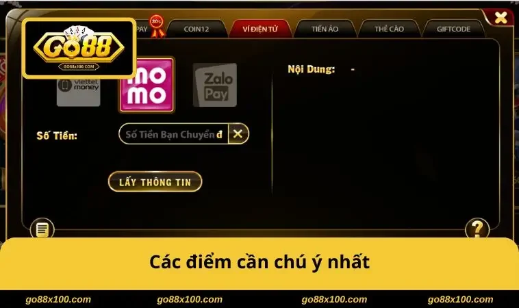 Nạp Tiền GO88 3805 Các điểm cần chú ý nhất