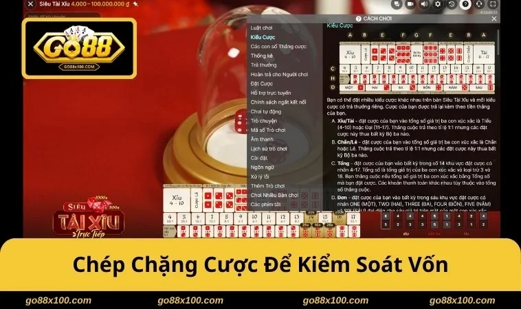 Chép chặng cược trong cách bắt cầu tài xỉu để kiểm soát vốn