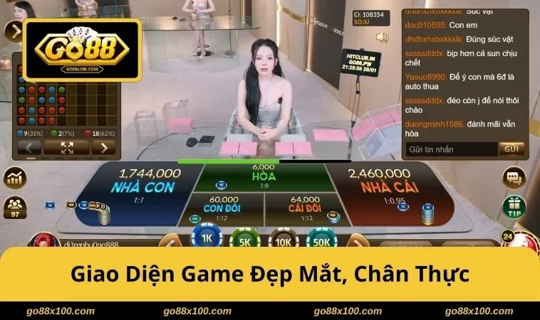  Giao diện chơi Poker GO88 rõ, nút bet, timer siêu tiện