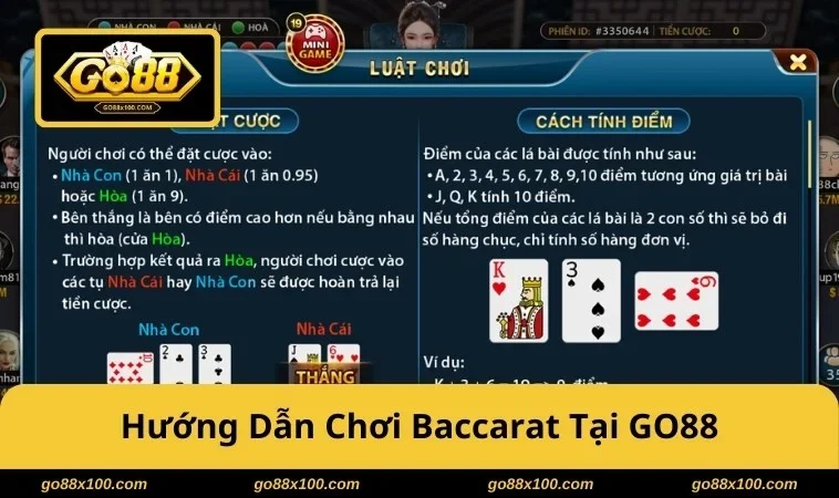 Baccarat GO88 - Nắm Luật 3 Lá, Chọn Cửa Đúng Và Quản Vốn 3892 Hướng dẫn chơi Baccarat ngay tại Go88