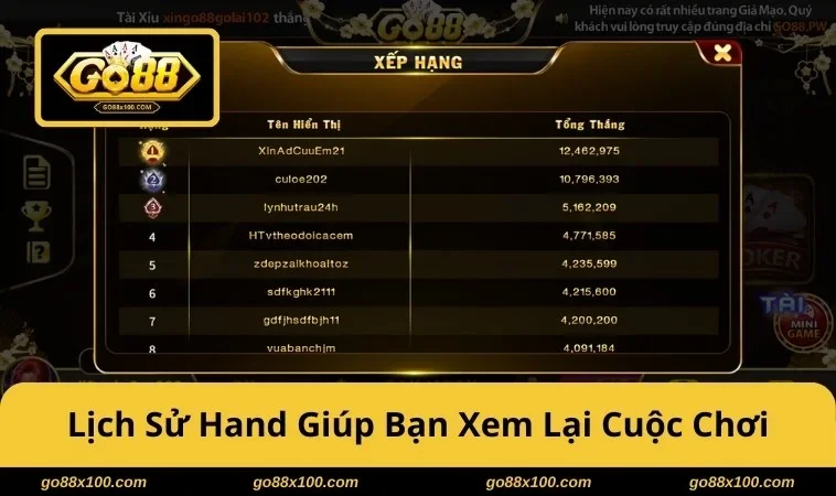 Poker GO88 Cách Chơi Chuẩn Thuật Ngữ Cơ Bản, Mẹo Cược Hay 3782 Lịch sử hand giúp bạn xem lại cuộc chơi