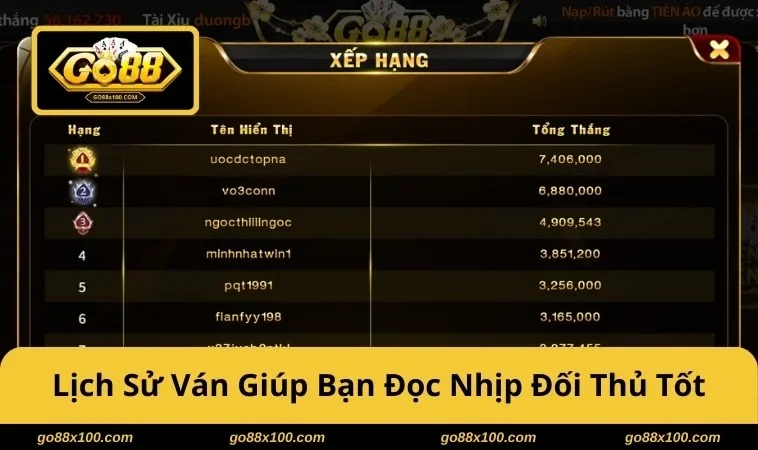 Lịch sử ván giúp bạn đọc nhịp đối thủ tốt chuẩn