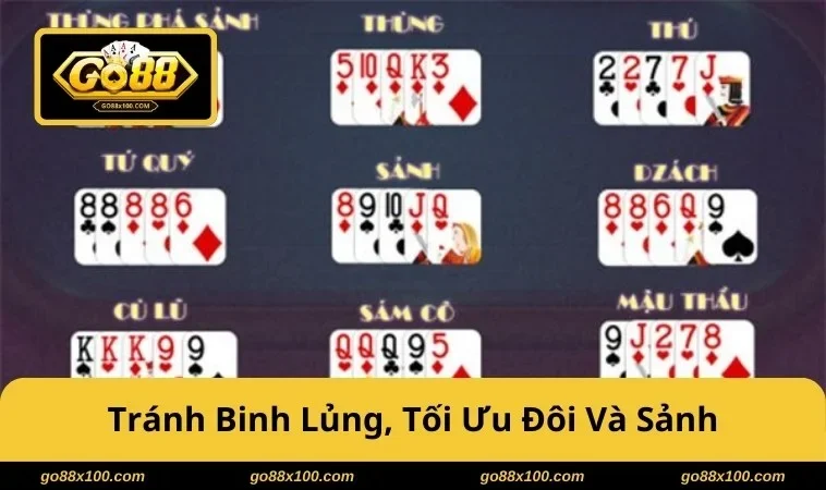 Cách Chơi Mậu Binh GO88 Dễ Hiểu, Xếp Bài Chuẩn Cho Người Mới 3936 Xếp chi tránh binh lủng, tối ưu đôi và sảnh
