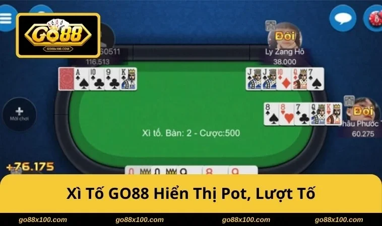 Xì Tố GO88 - Luật Cơ Bản, Vòng Cược Và Mẹo Chơi Vững Tay 3894 Xì Tố GO88 hiển thị pot, lượt tố và thời gian rõ ràng